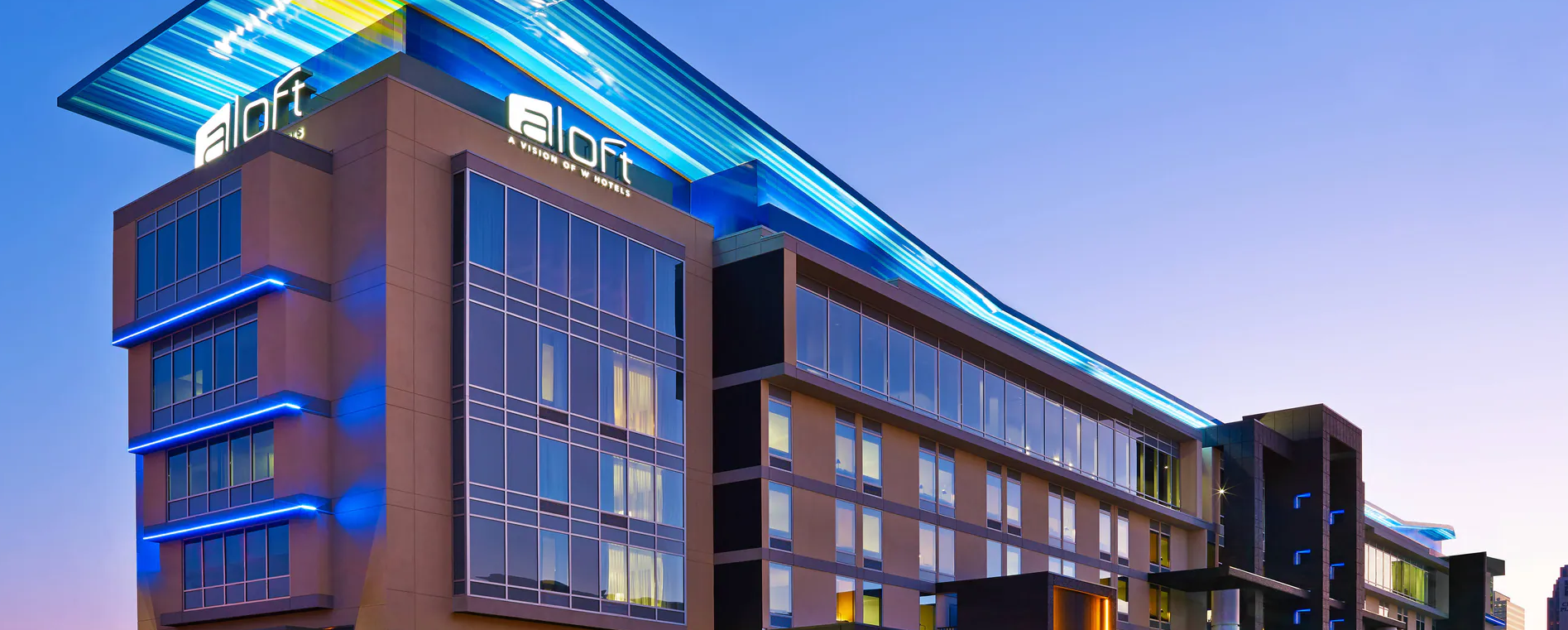 Aloft Oklahoma City Downtown-Bricktown exterior at night